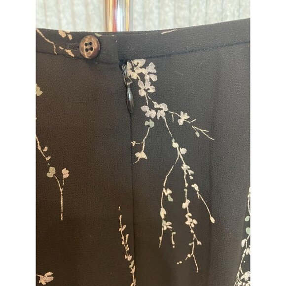 Talbots Petites Black with Flower Print Polyester Midi Skirt Sz 6P - Picture 3 of 6
